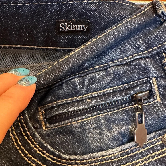 ReRock For EXPRESS Skinny Distressed Denim Jeans Stretch Women's Size 10S. - Picture 5 of 8